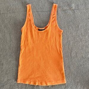 Topshop Ribbed Tank Top Orange Fitted Cotton Basic Y2K Summer Stretch Cami